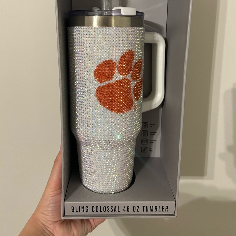 46 oz bling Clemson tumbler